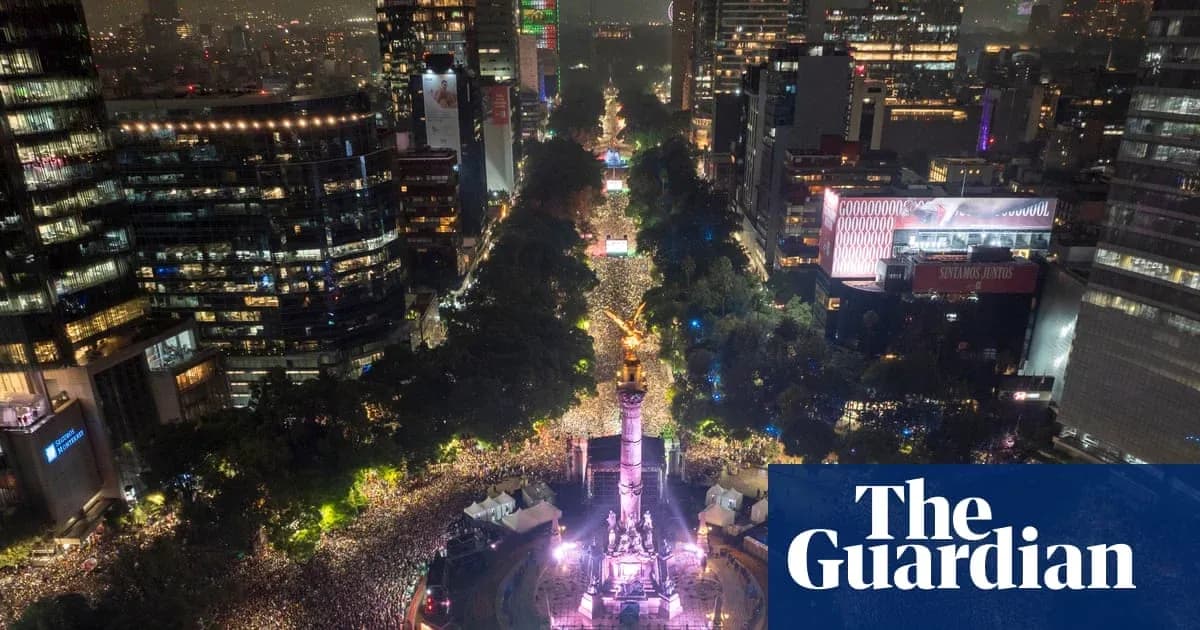 Crowd gathered at night in urban area