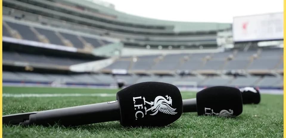 LFC microphones on the pitch before the match