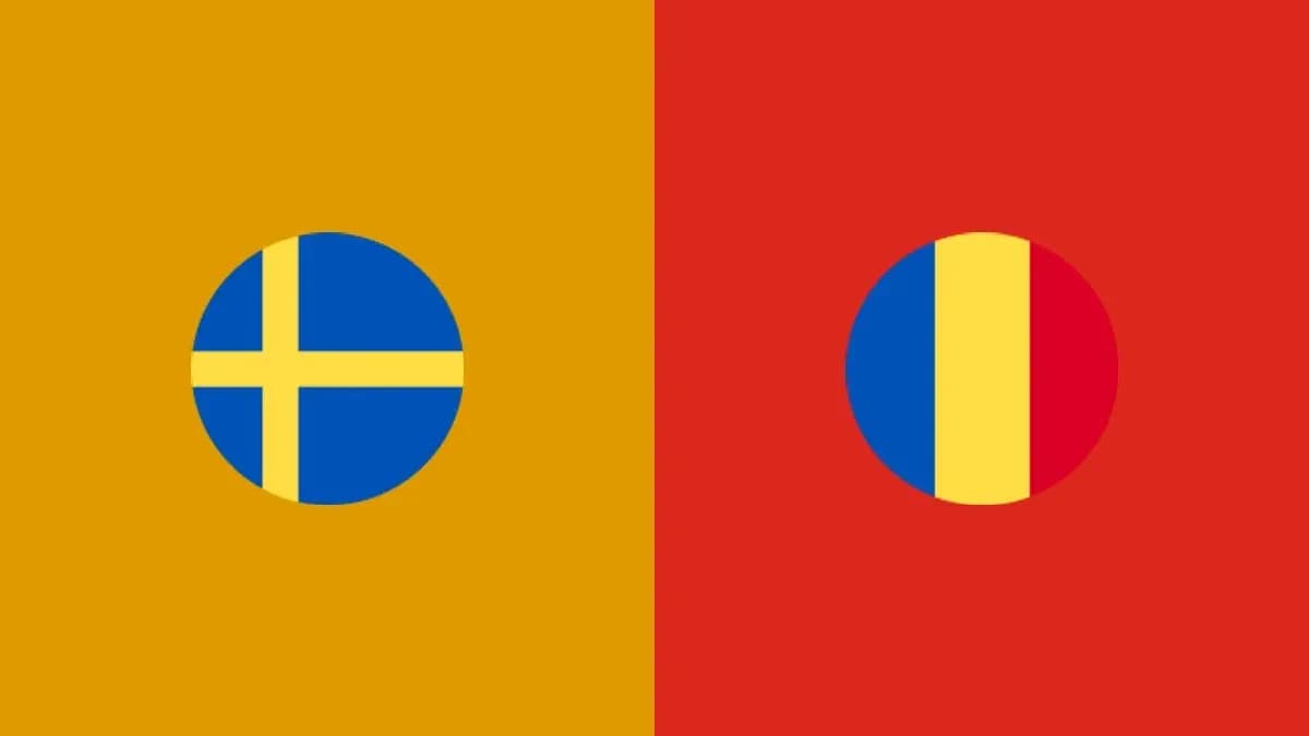 Sweden and Romania flags in circular designs Sweden and Romania flags in circular designs