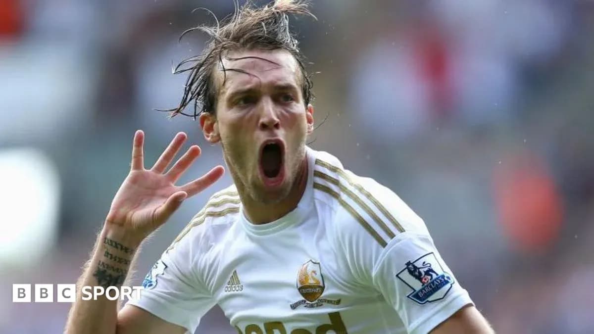 Futbolchi goli nishonlayapti, Swansea formasida Futbolchi goli nishonlayapti, Swansea formasida