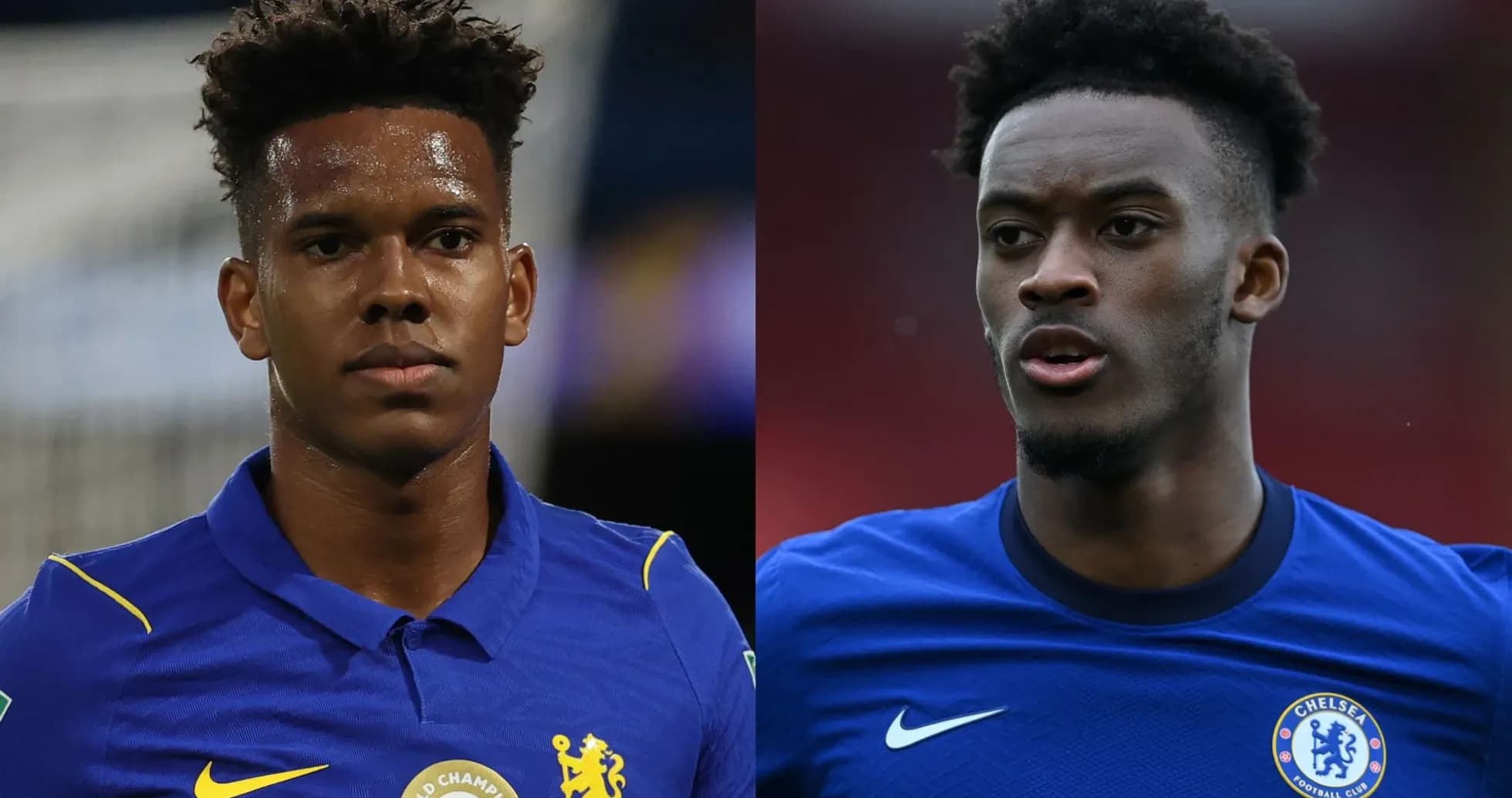 Ikkita futbolchi Chelsea formasi bilan turibdi Ikkita futbolchi Chelsea formasi bilan turibdi