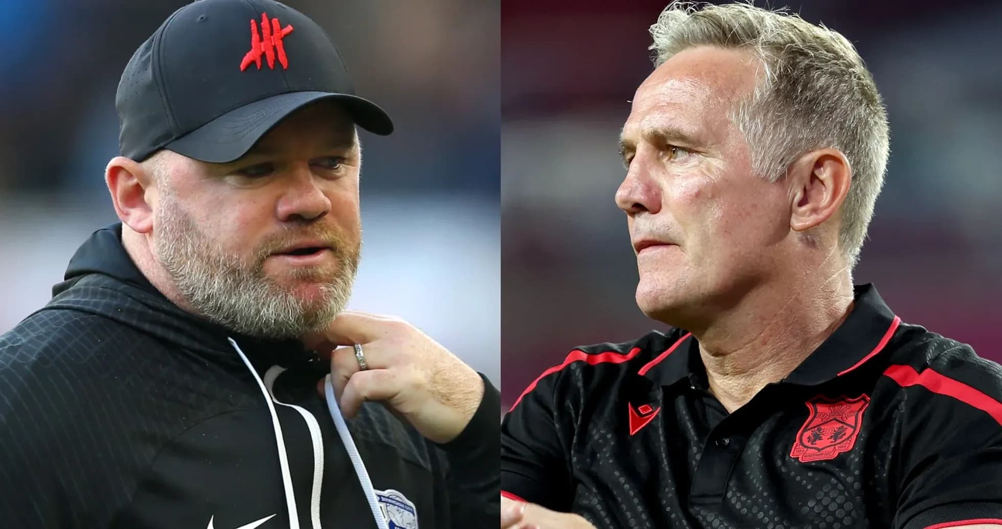 Two football managers during a match Two football managers during a match