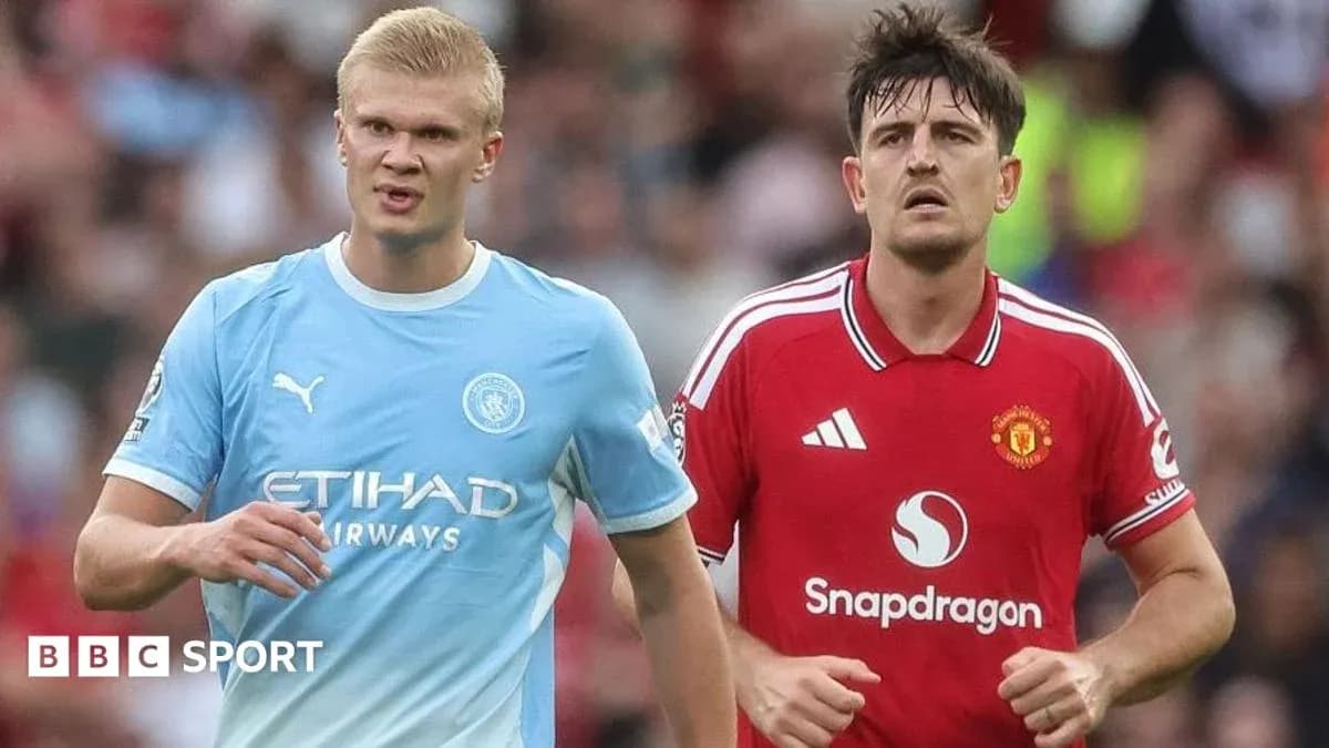 Erling Haaland and Harry Maguire during match action Erling Haaland and Harry Maguire during match action
