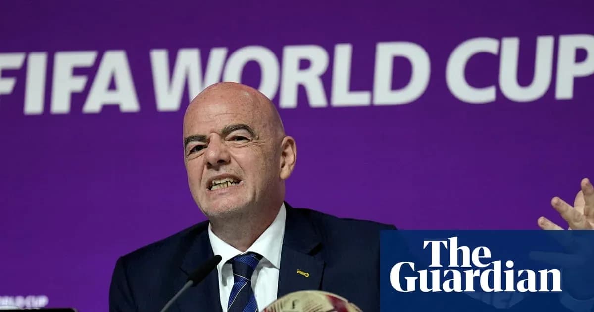 FIFA World Cup press conference with speaker gesturing FIFA World Cup press conference with speaker gesturing