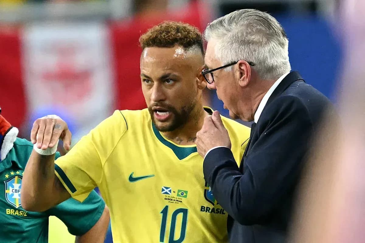 Neymar discussing strategy with coach during match Neymar discussing strategy with coach during match