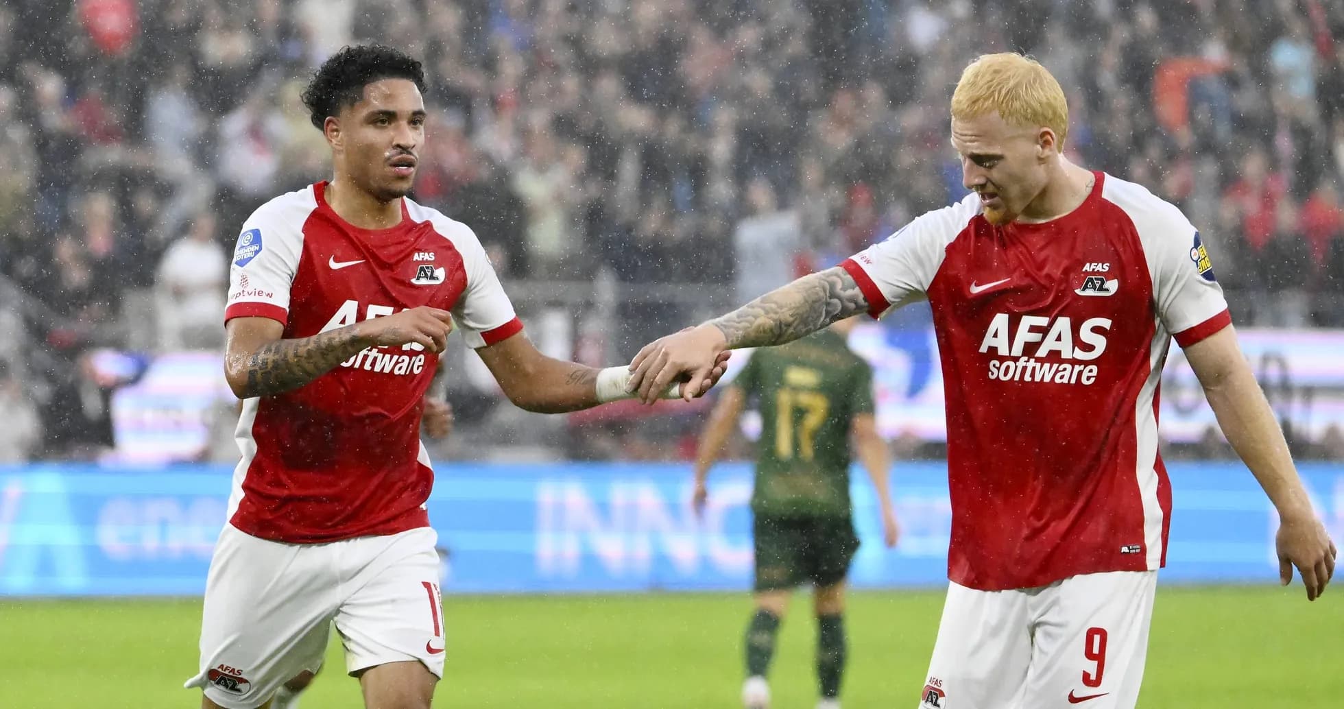 AZ Alkmaar players celebrating a goal during match AZ Alkmaar players celebrating a goal during match