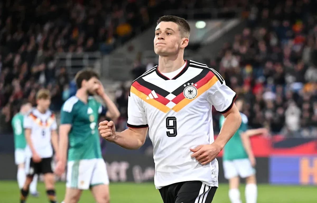 German player celebrating during a football match German player celebrating during a football match