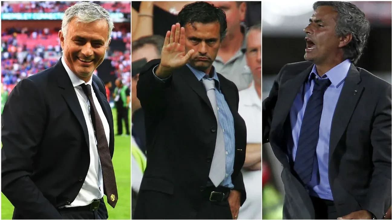 Three images of José Mourinho in different poses Three images of José Mourinho in different poses
