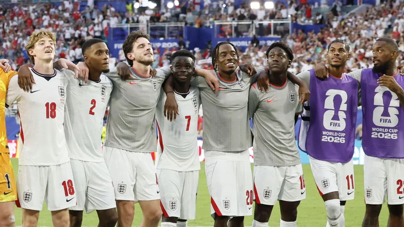 England players celebrating together after a match England players celebrating together after a match