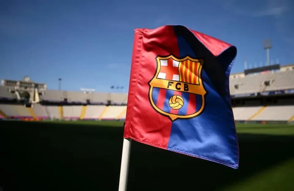 FC Barcelona flag at the stadium before match FC Barcelona flag at the stadium before match