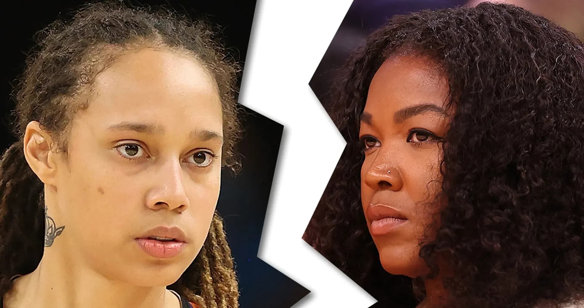 Two women facing each other with serious expressions Two women facing each other with serious expressions