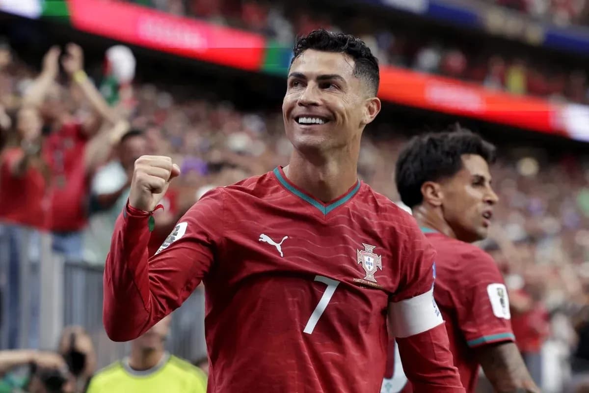 Cristiano Ronaldo celebrating a goal for Portugal Cristiano Ronaldo celebrating a goal for Portugal