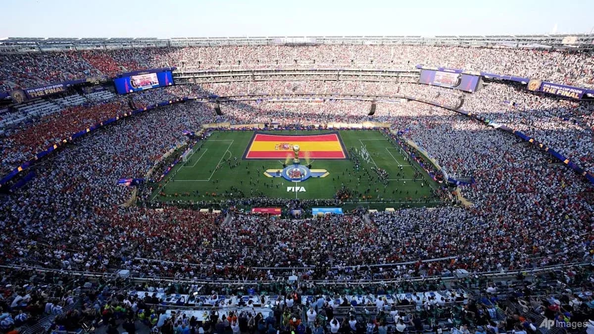 Stadium filled with fans during FIFA World Cup final Stadium filled with fans during FIFA World Cup final