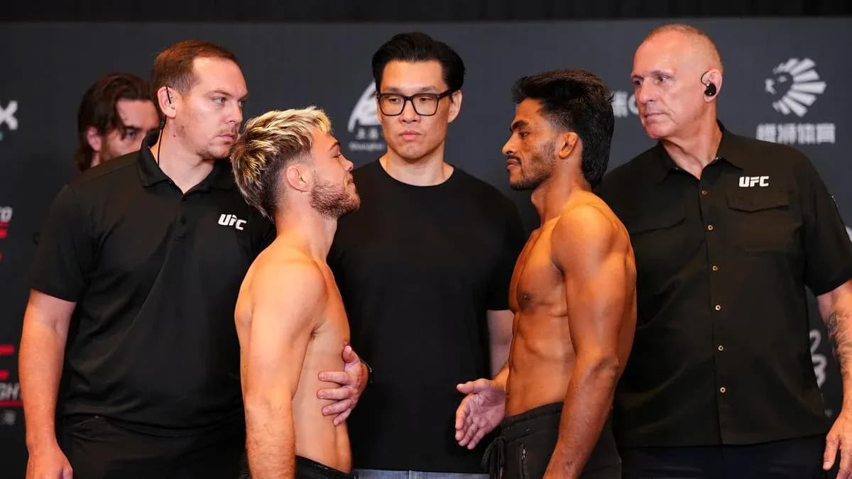 Fighters facing off at UFC weigh-in event Fighters facing off at UFC weigh-in event