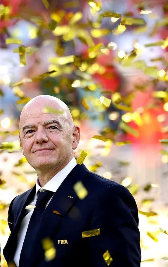 FIFA official surrounded by confetti during event FIFA official surrounded by confetti during event