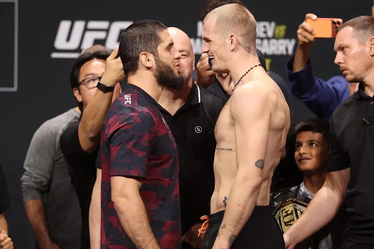 Fighters face-off at UFC weigh-in event Fighters face-off at UFC weigh-in event