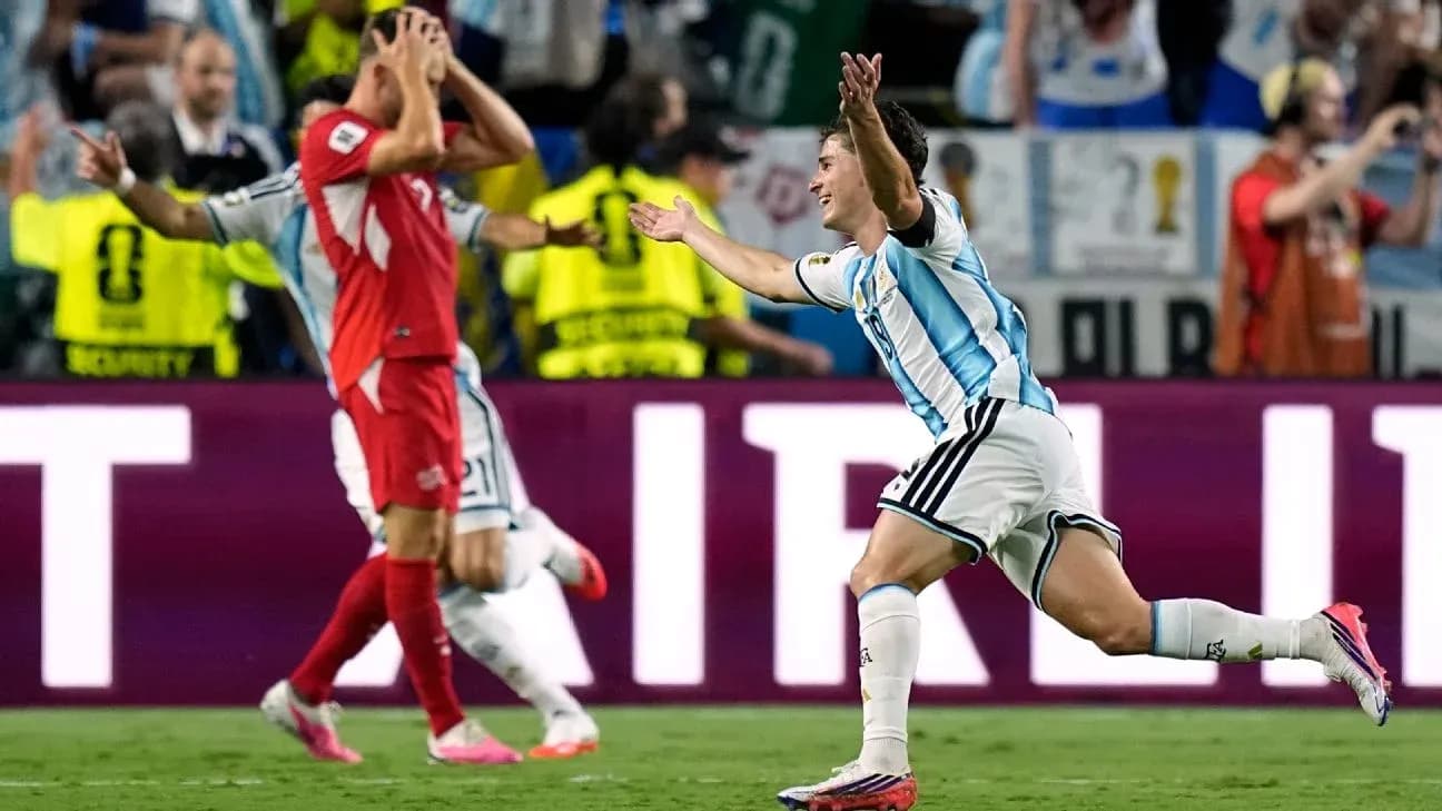 Argentinian player celebrating goal during match Argentinian player celebrating goal during match