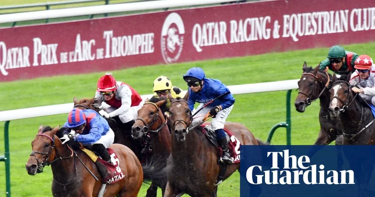Jockeys racing horses at Qatar Prix de l'Arc de Triomphe Jockeys racing horses at Qatar Prix de l'Arc de Triomphe