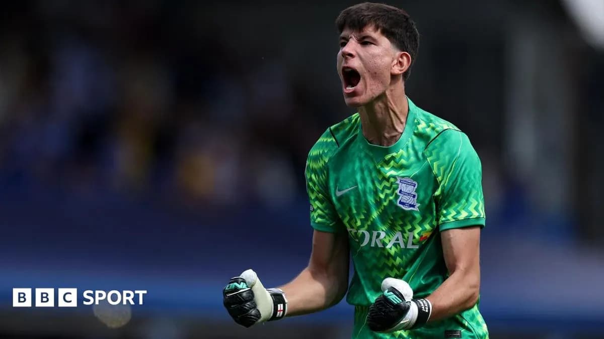 Birmingham City goalkeeper celebrating a save Birmingham City goalkeeper celebrating a save