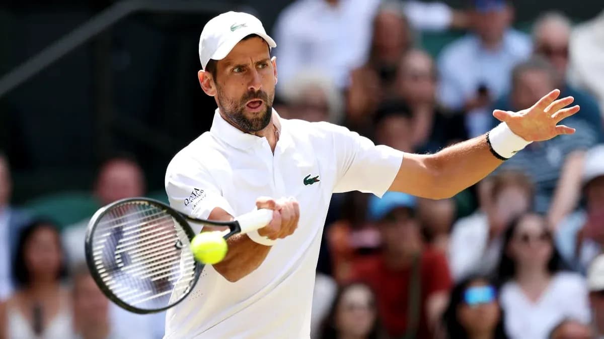 Tennis player hitting a forehand during match Tennis player hitting a forehand during match