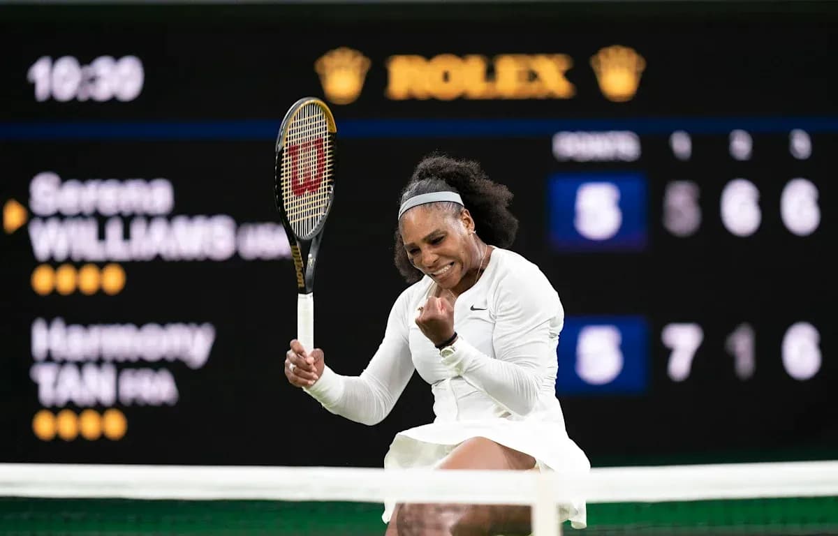 Serena Williams celebrating a point during match Serena Williams celebrating a point during match