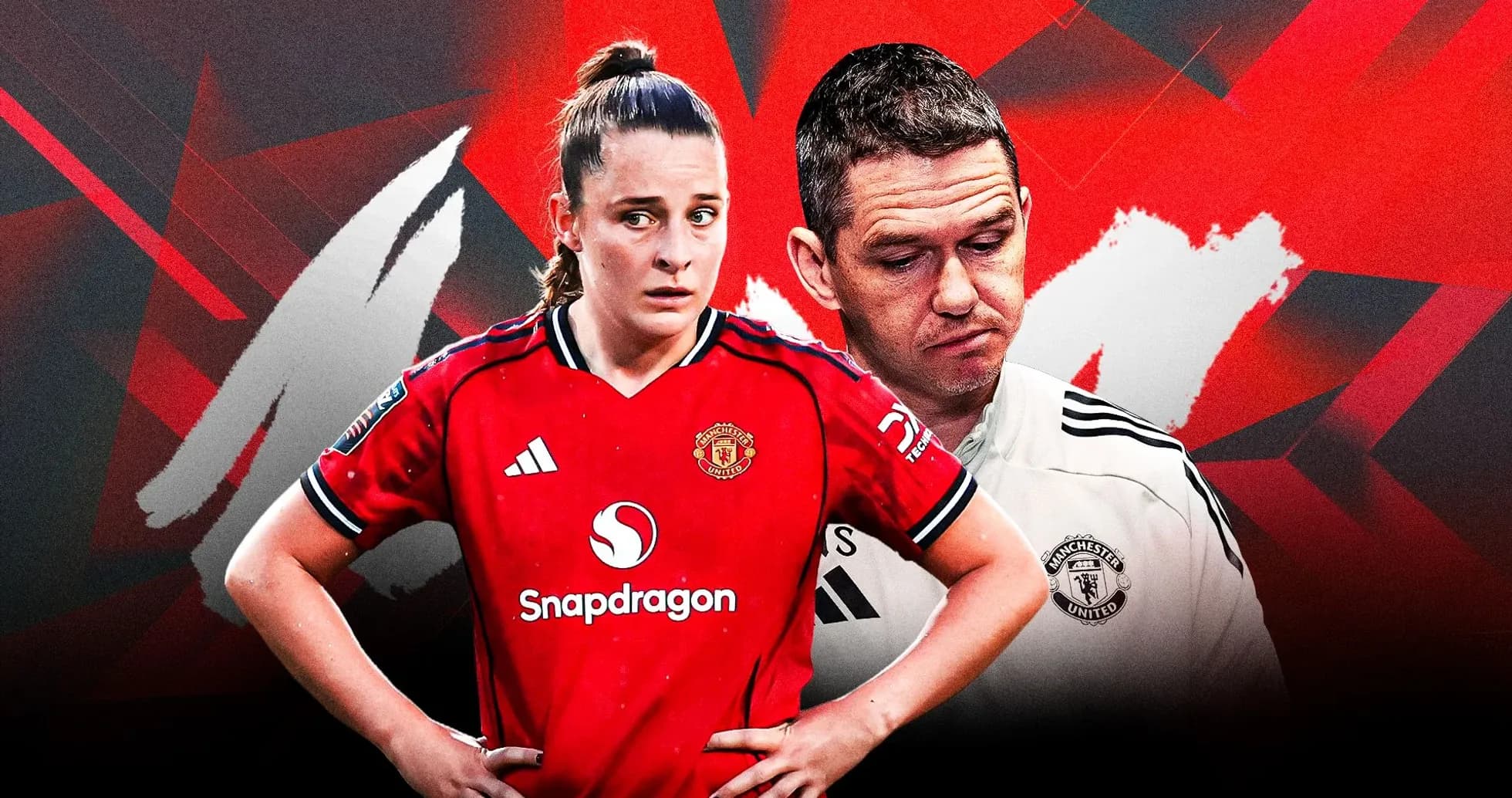 Manchester United player and manager in a tense moment Manchester United player and manager in a tense moment