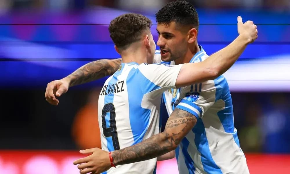 Argentinian players celebrating a goal during match Argentinian players celebrating a goal during match