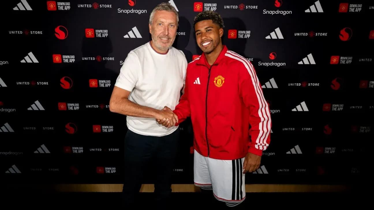 Shaking hands during Manchester United announcement event Shaking hands during Manchester United announcement event
