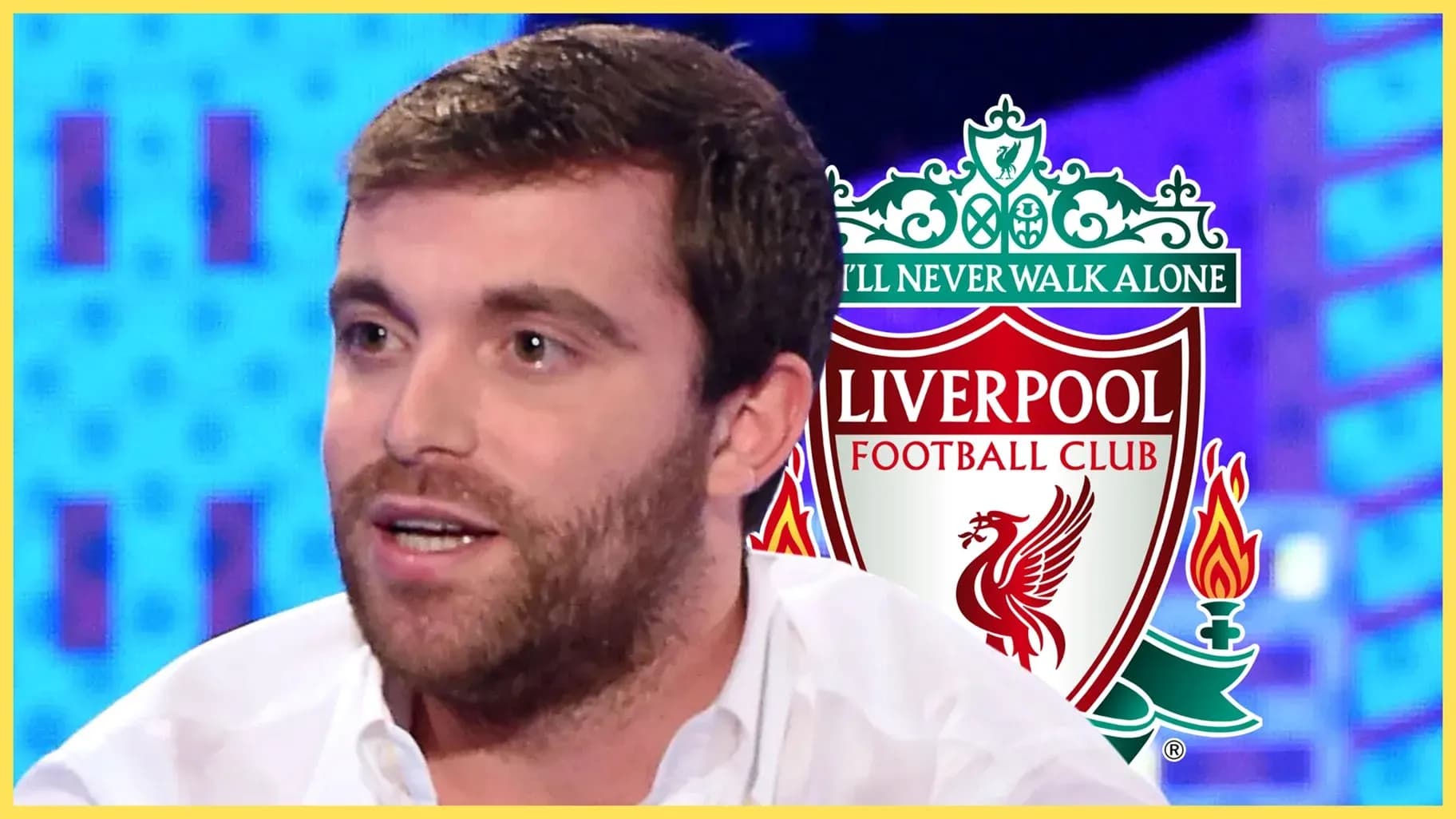 Analyst discussing Liverpool FC on television show Analyst discussing Liverpool FC on television show