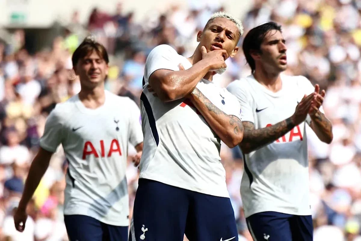 Tottenham players celebrating after a goal scored Tottenham players celebrating after a goal scored