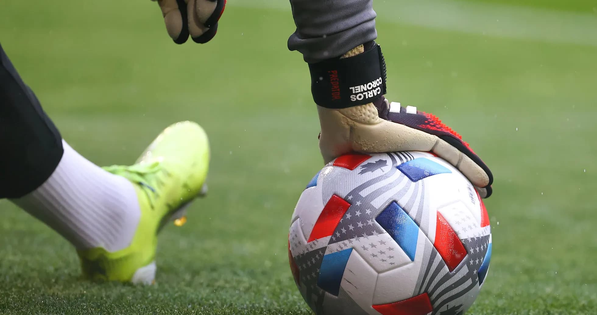 Goalkeeper placing ball on the field Goalkeeper placing ball on the field