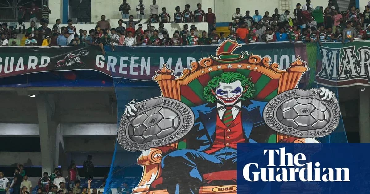 Fan banner featuring Joker character at stadium Fan banner featuring Joker character at stadium