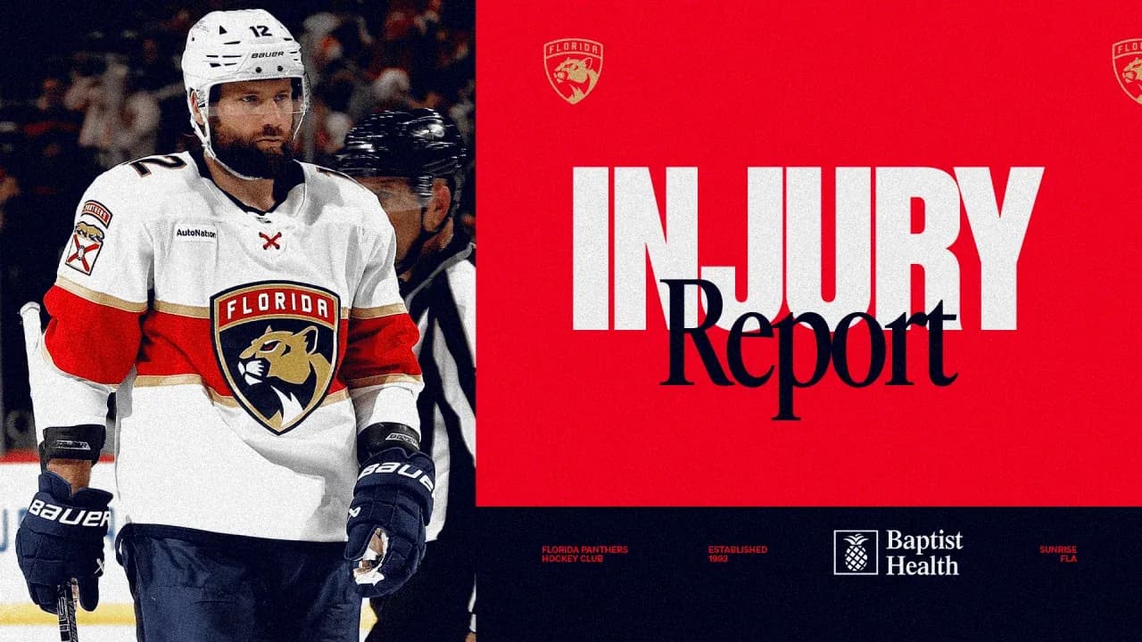 Florida Panthers player during injury report announcement Florida Panthers player during injury report announcement