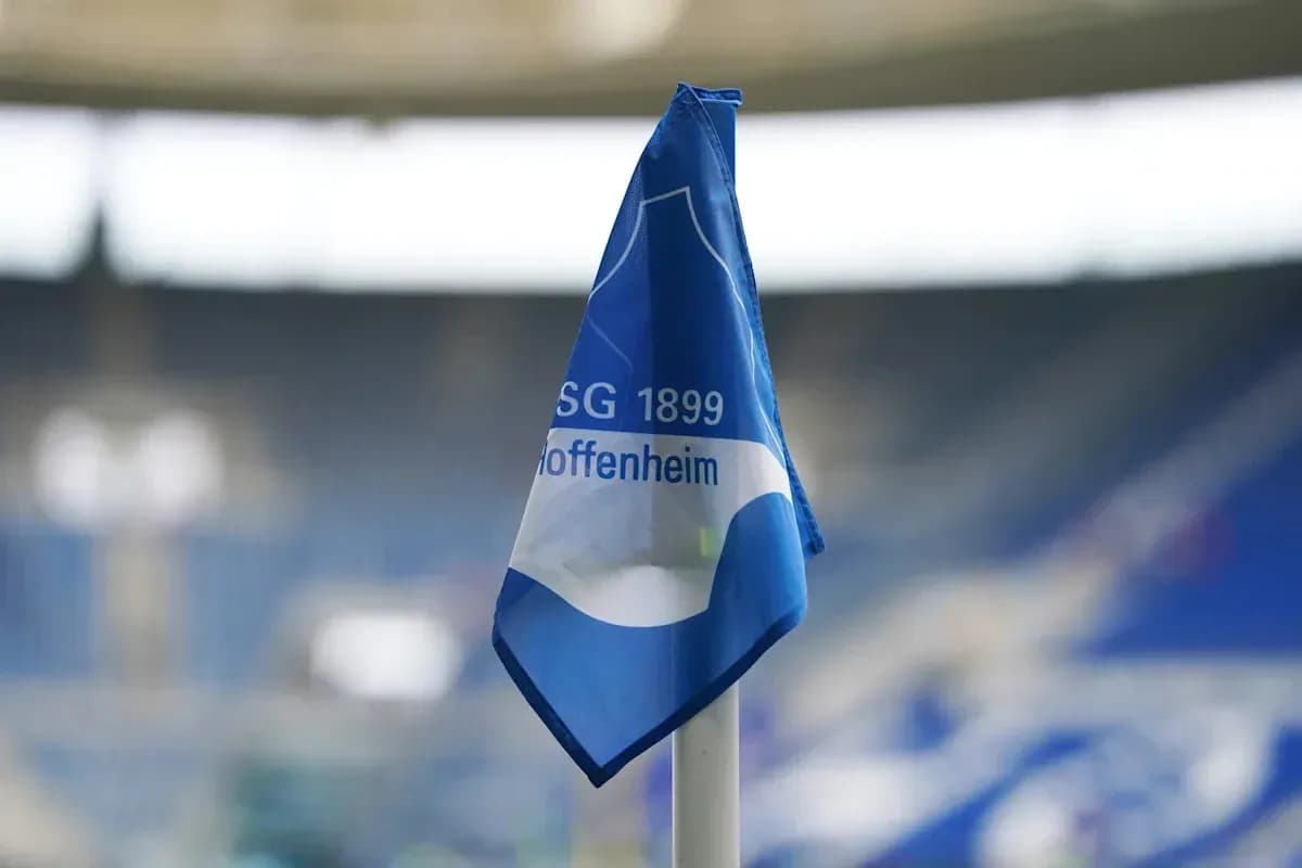 Hoffenheim flag at the stadium corner Hoffenheim flag at the stadium corner