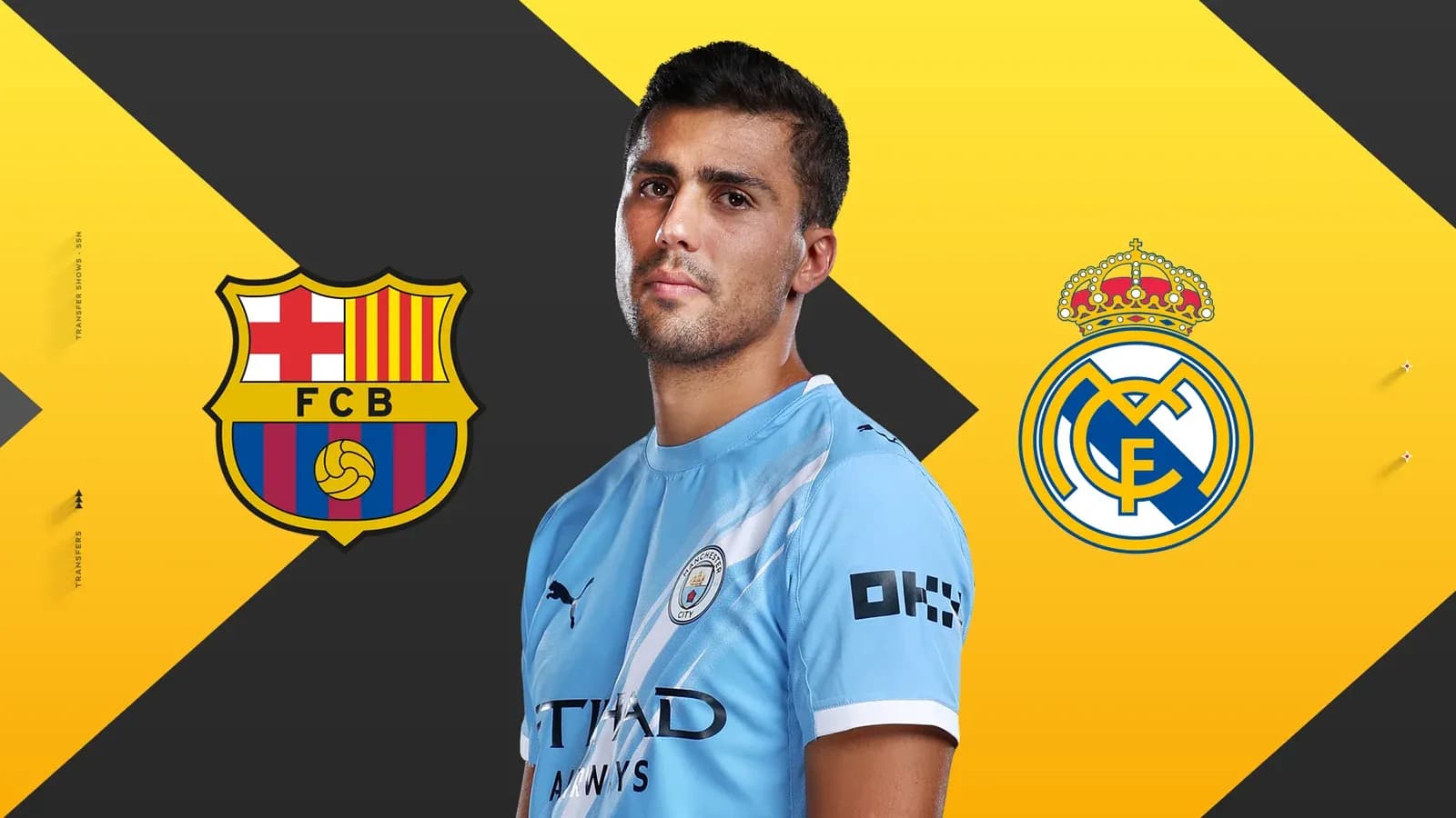 Football player in Manchester City jersey with club logos Football player in Manchester City jersey with club logos
