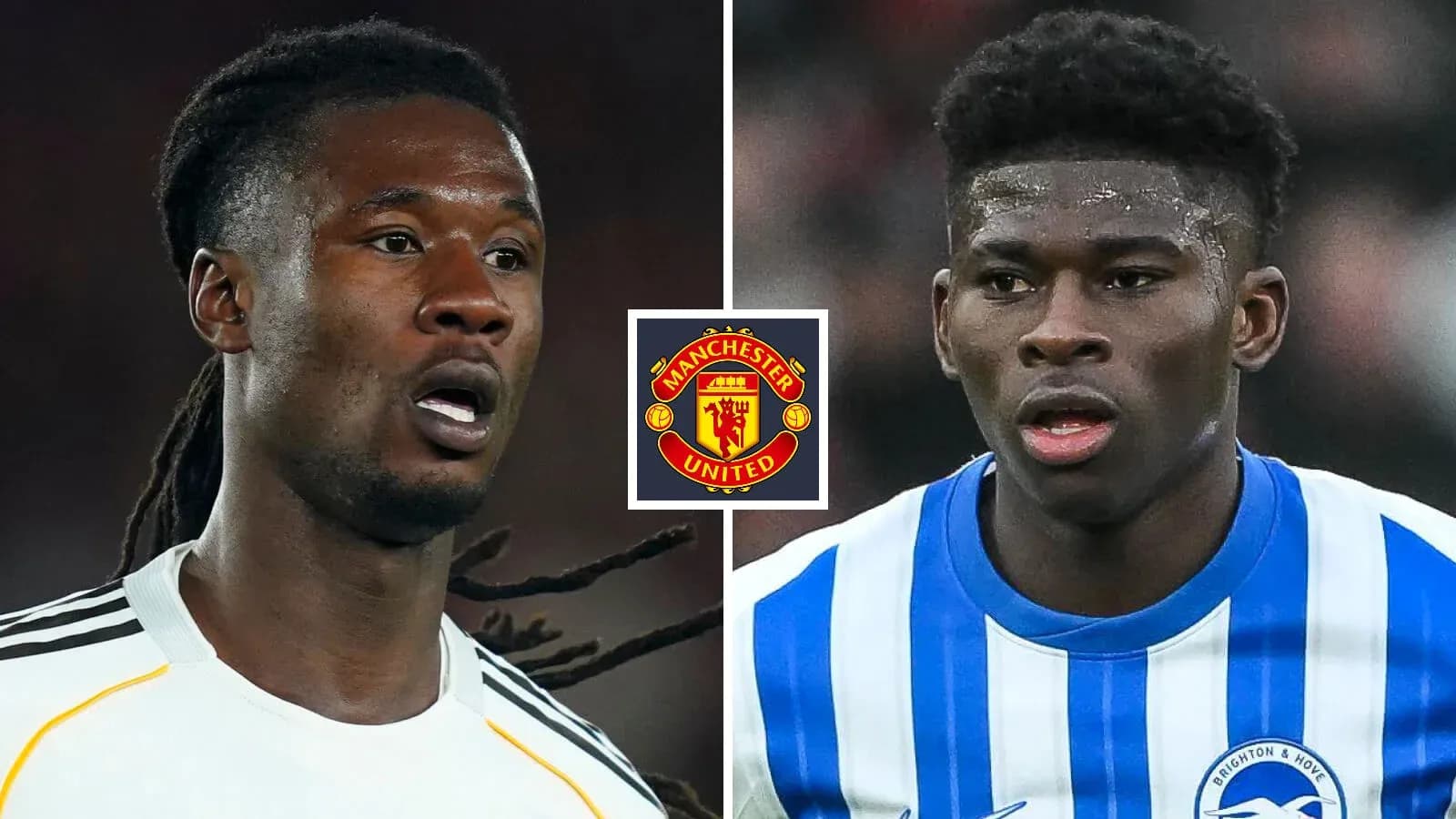 Two football players with Manchester United logo Two football players with Manchester United logo