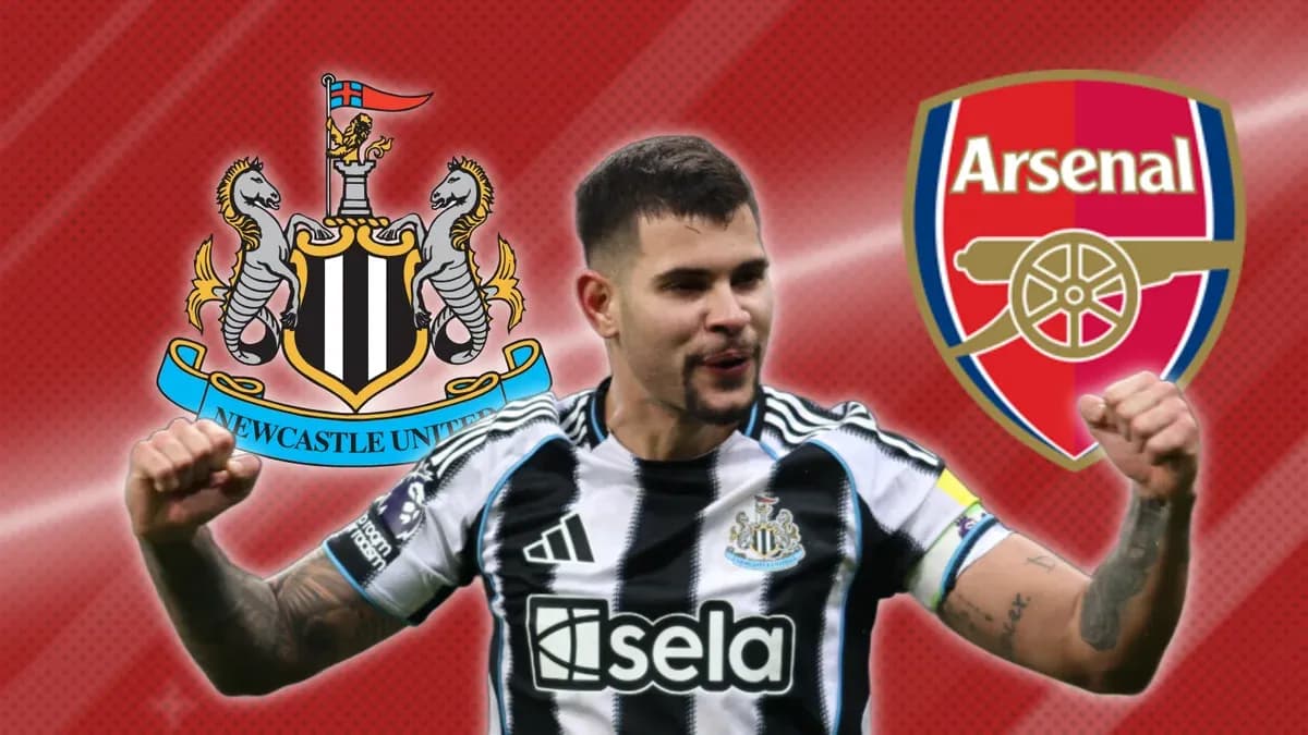 Futbolchi Newcastle United va Arsenal logotiplarida Futbolchi Newcastle United va Arsenal logotiplarida