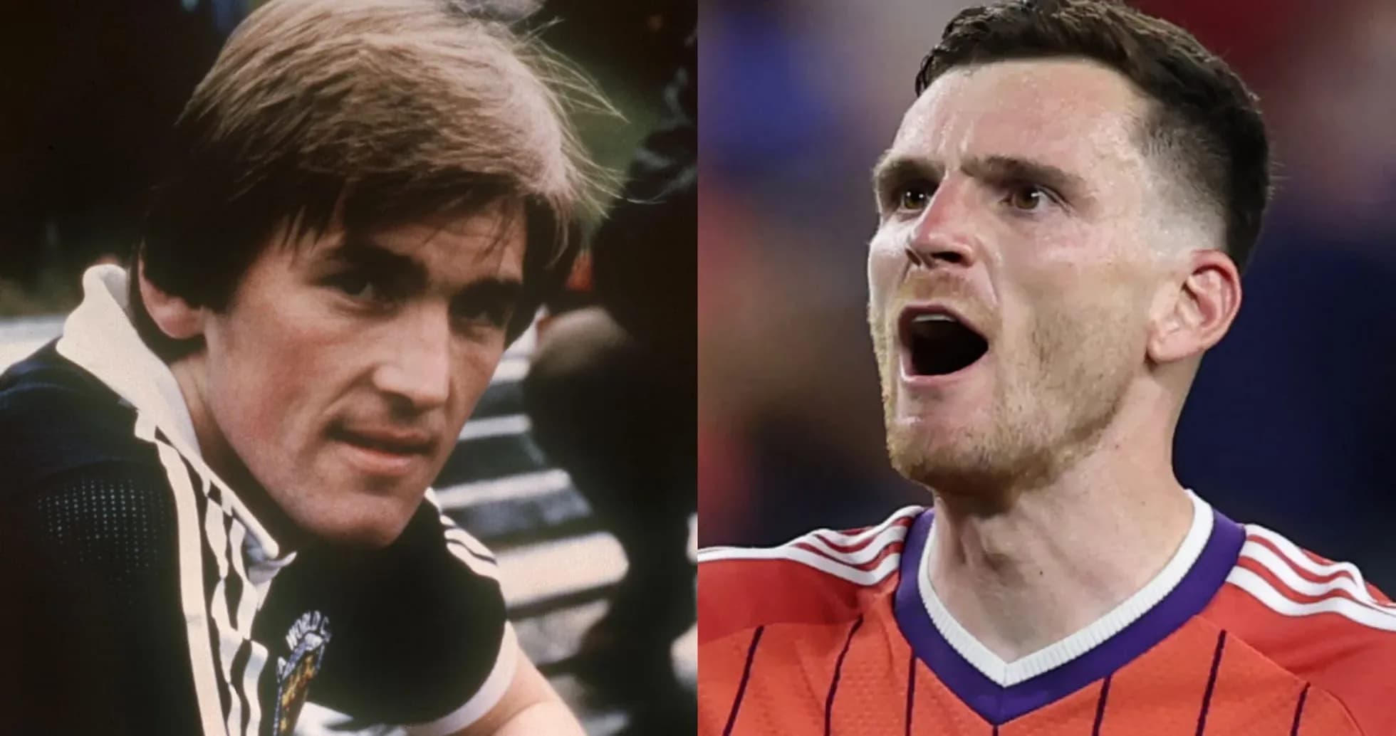 Split image of two football players, one focused, one shouting Split image of two football players, one focused, one shouting