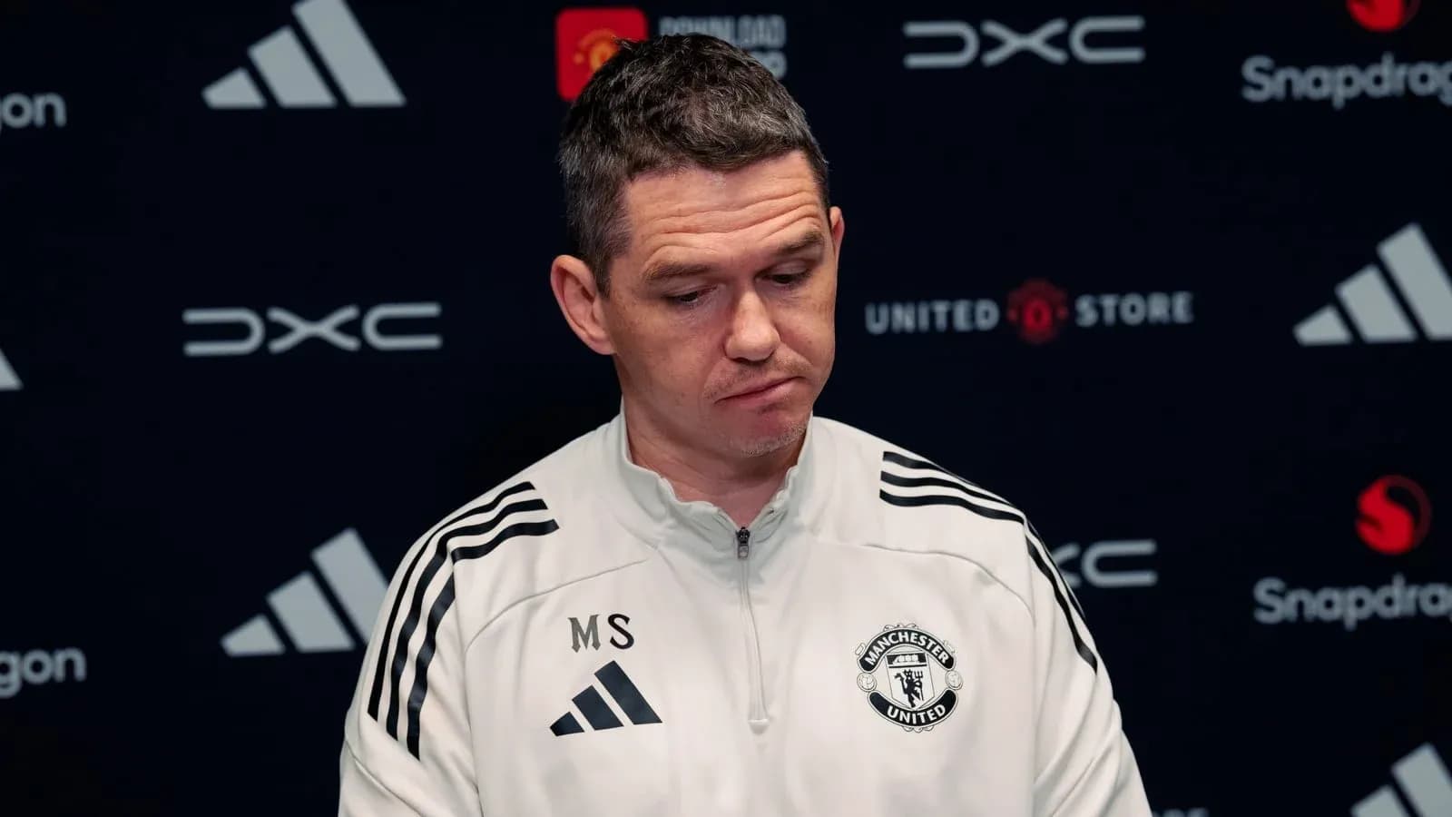 Manchester United coach at press conference Manchester United coach at press conference