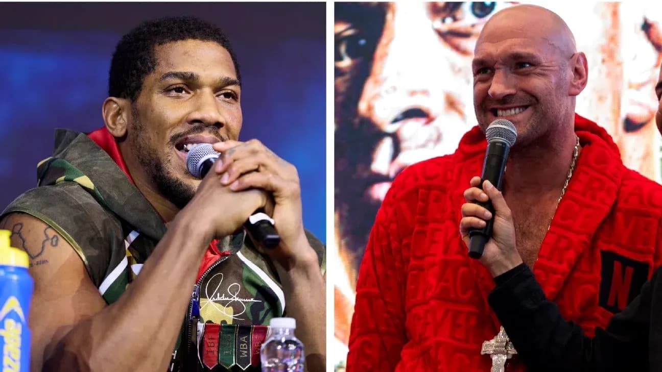 Boxers speaking at press conference side by side Boxers speaking at press conference side by side
