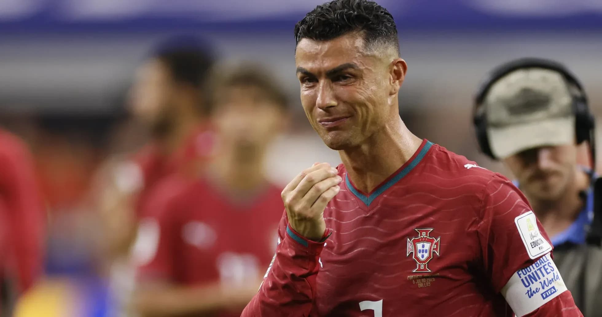 Cristiano Ronaldo celebrating during a match Cristiano Ronaldo celebrating during a match