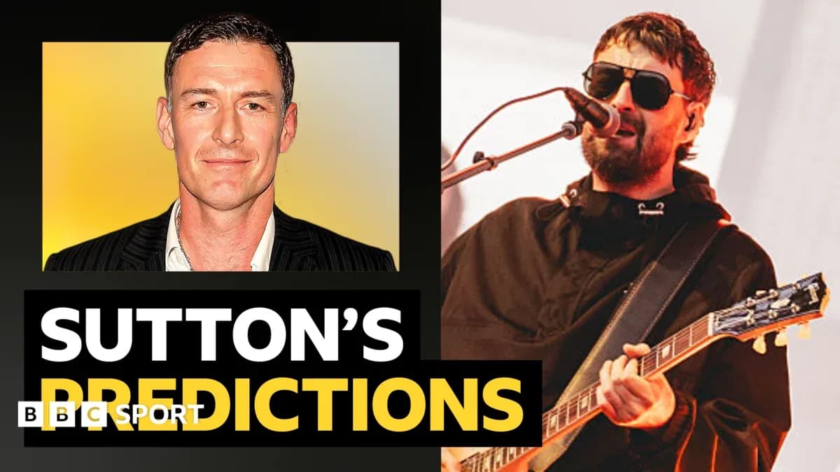Sutton's predictions graphic with musician performing Sutton's predictions graphic with musician performing