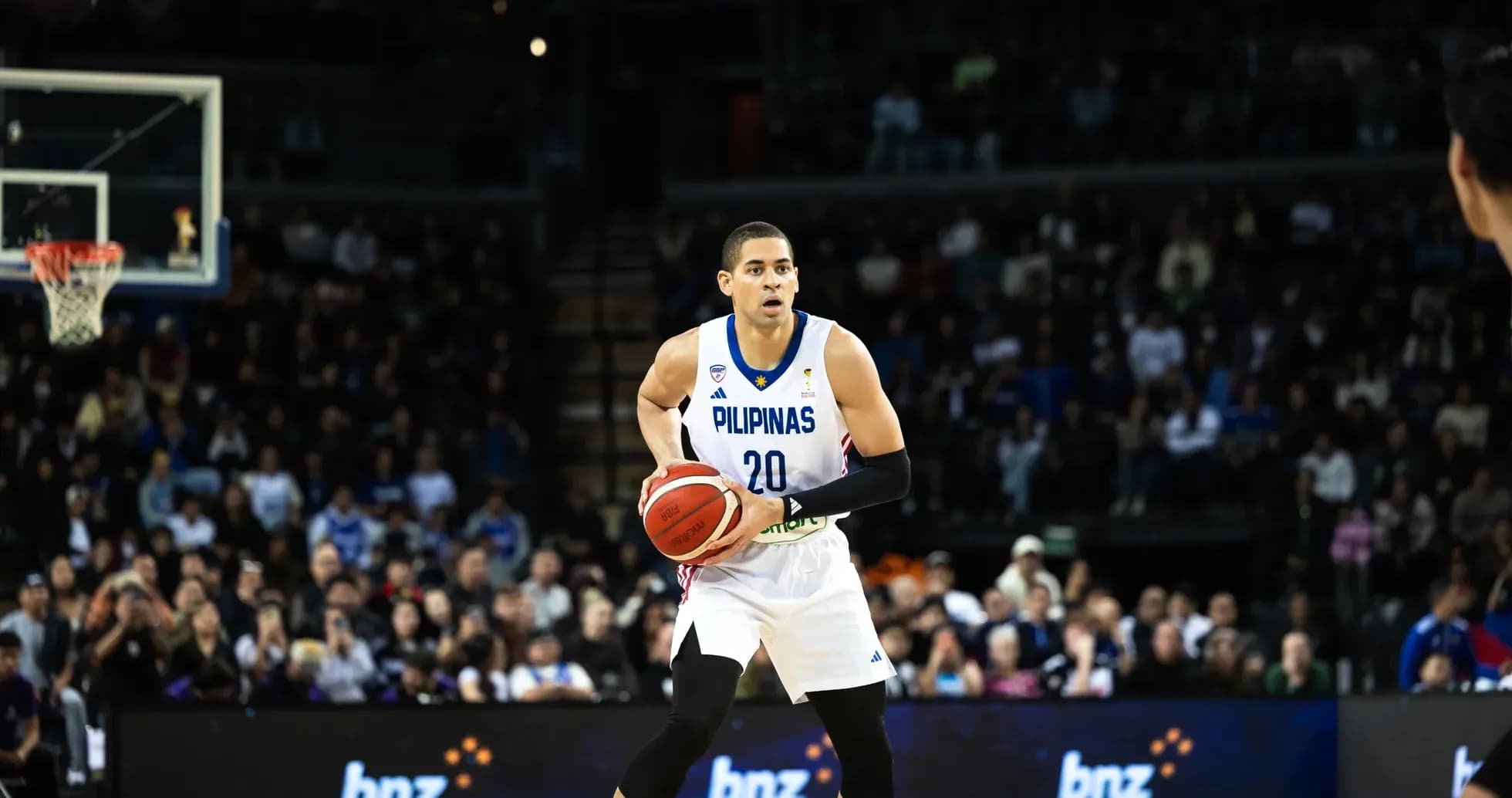 Basketball player from Pilipinas preparing to pass ball Basketball player from Pilipinas preparing to pass ball
