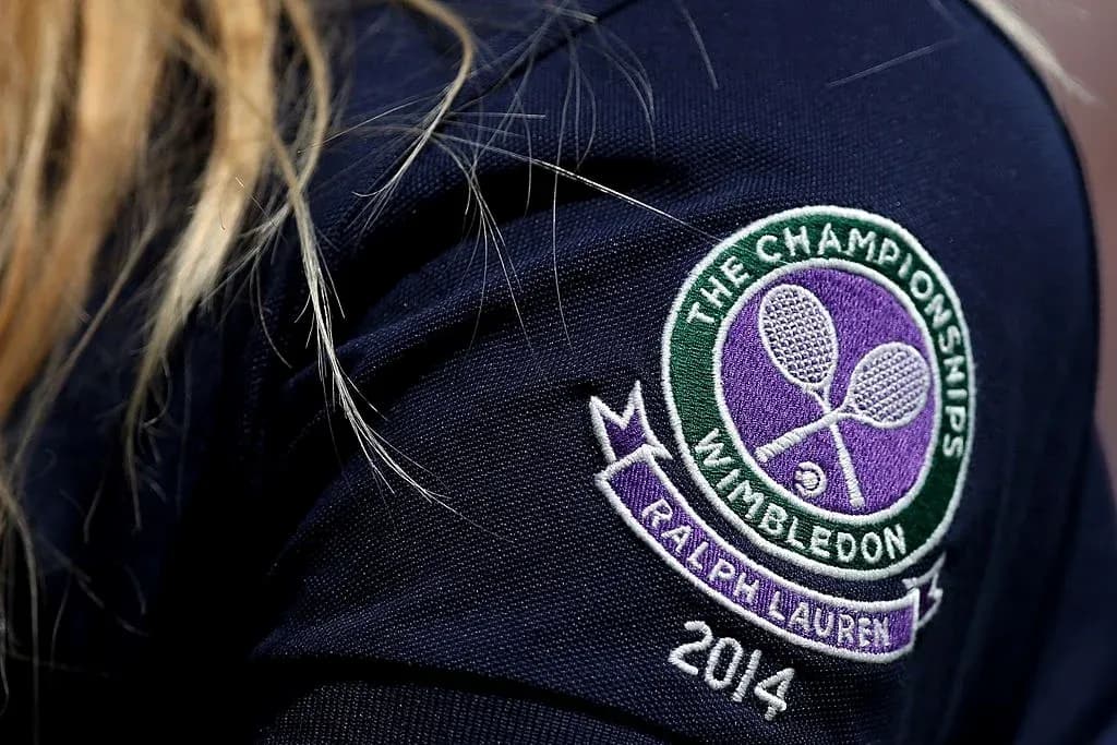 Wimbledon Championships logo on clothing sleeve Wimbledon Championships logo on clothing sleeve