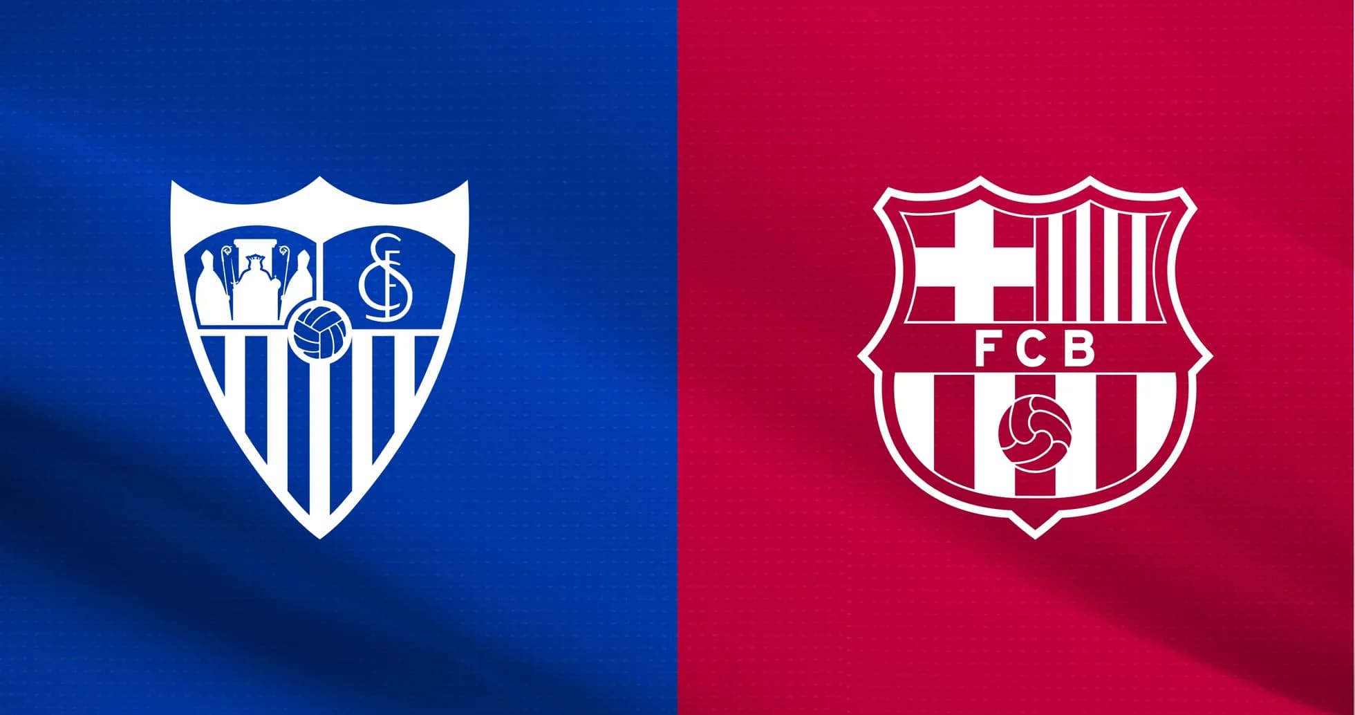 Sevilla and Barcelona club logos on colored backgrounds Sevilla and Barcelona club logos on colored backgrounds