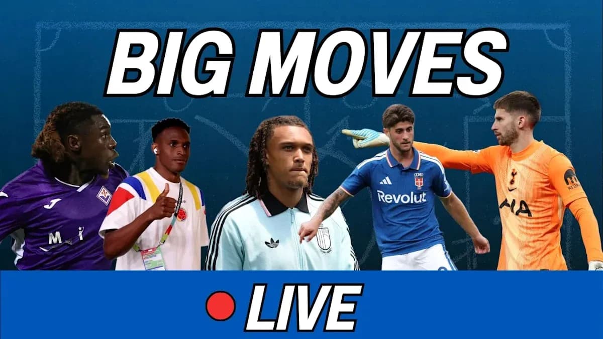 Five football players featured in transfer news graphic Five football players featured in transfer news graphic