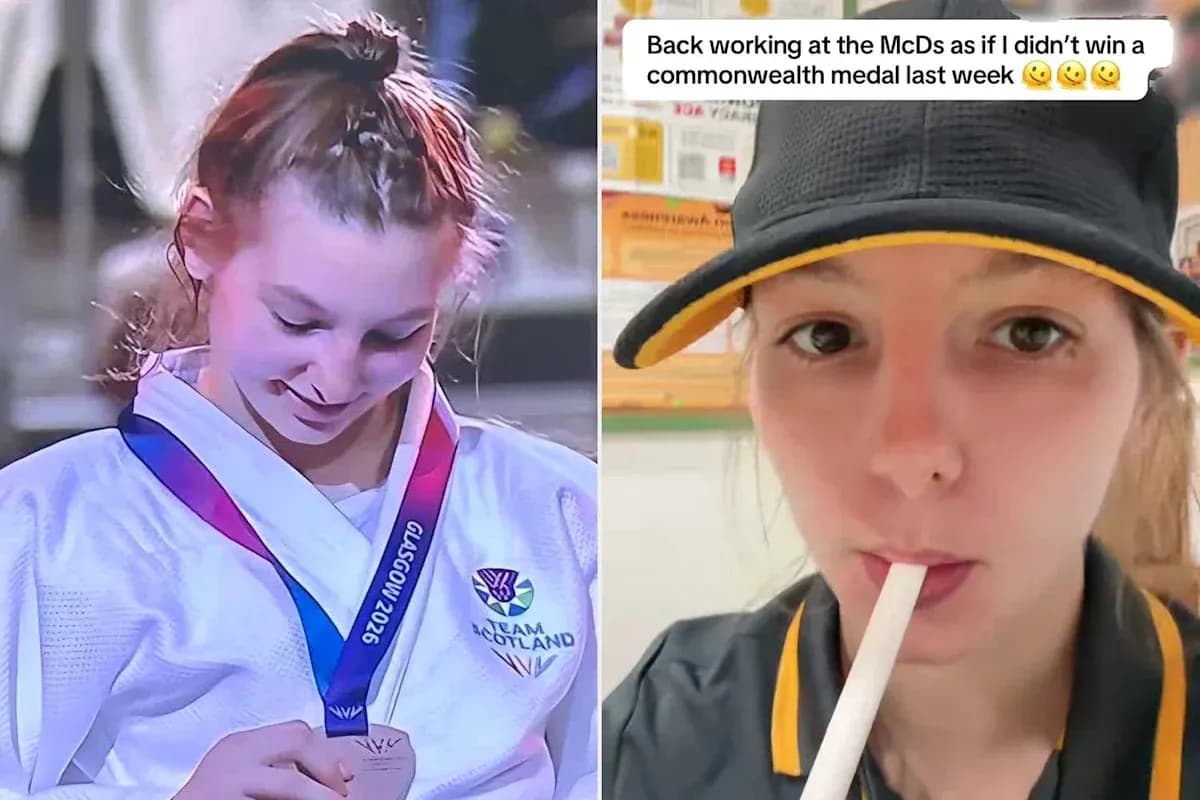 Sportsperson with medal and McDonald's uniform selfie Sportsperson with medal and McDonald's uniform selfie
